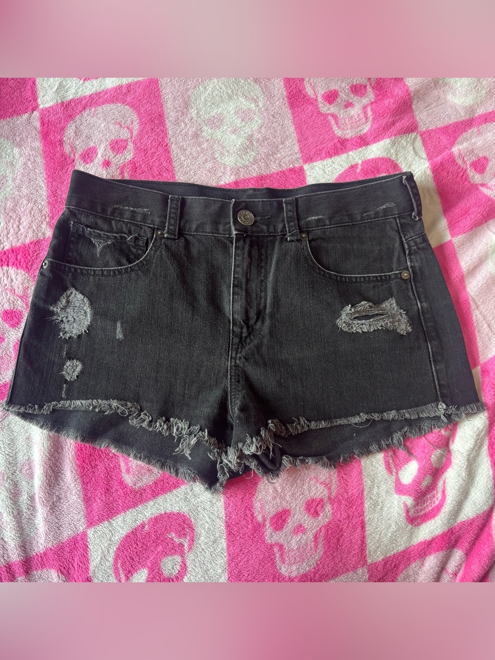 Express Jeans Black Distressed Women's Denim Shorts